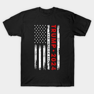 Donald Trump 2024 Take America Back American Flag (On Back) T-Shirt